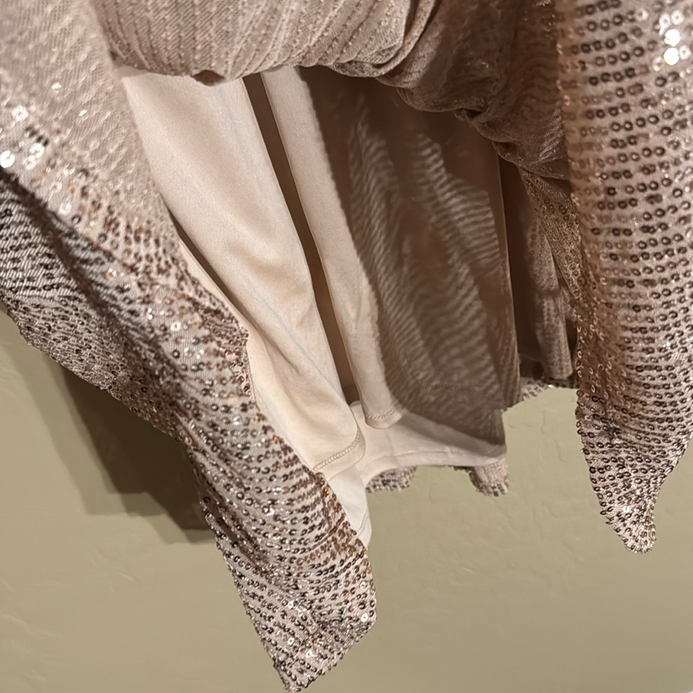 NWT LC Lauren Conrad LS long Sleeve champagne sequin midi dress Large GORGEOUS - Picture 9 of 10